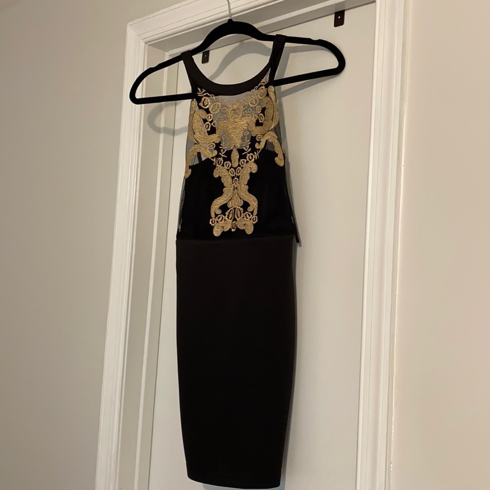 Embroidered Black and Gold Dress